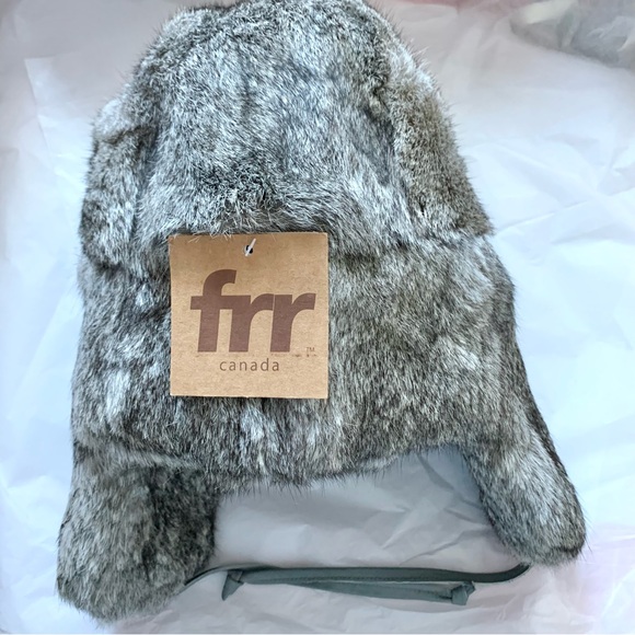 Gray Rabbit Fur Trapper Hat - Picture 3 of 15